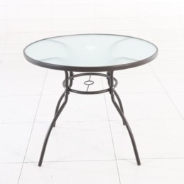 MESA ACERO/VIDRIO Ø 80 CM....